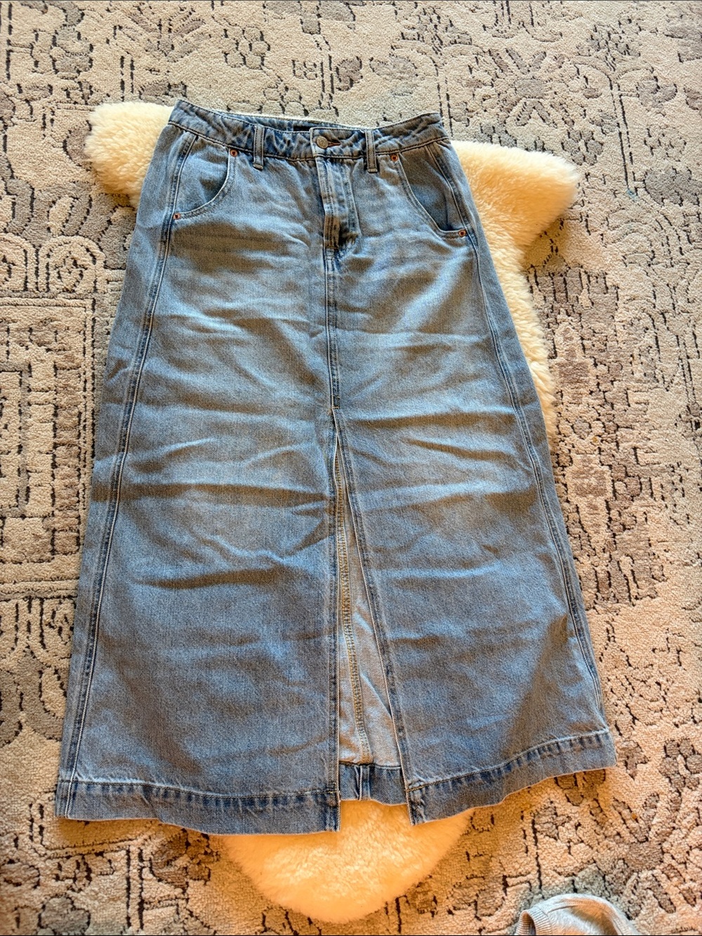 Frye Classic Blue Denim Maxi Skirt - Casual Women Jeans midi length